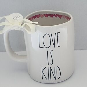 Rae Dunn Double Sided White Ceramic Mug 'Love is Kind; Love Is Patient'
